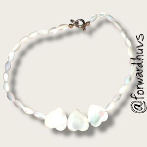 Mother of Pearl Heart Bracelet  9.75” Long